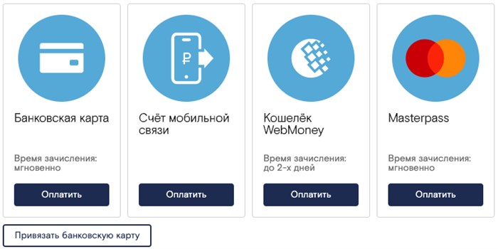 способы оплаты услуг