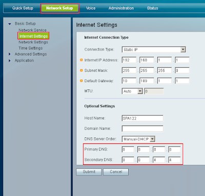 Настройка голосового шлюза Cisco SPA122