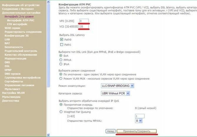 параметры VCI и VPI